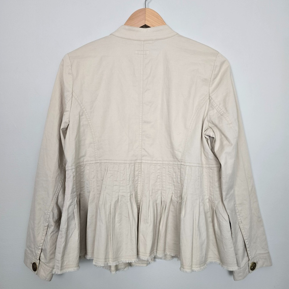 NWT J. Jill Military Peplum Jacket Women's S Beige Gold Button Preppy Classic - Picture 8 of 12